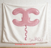 Chanel Style Pink Balloon Flannel Throw Blanket IMG_7360
